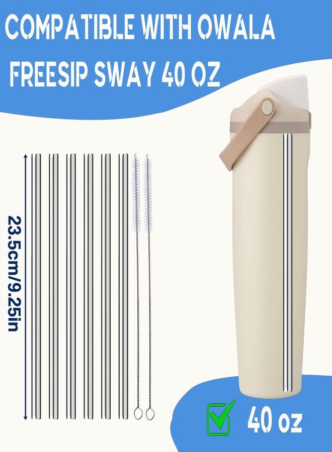 Haundry 6Pcs Metal Straw Replacement Compatible With Owala FreeSip Sway, FreeSip 40oz Water Bottle, With 2 Straw Cleaner, Reusable Stainless Steel Straws for Owala - Image 2